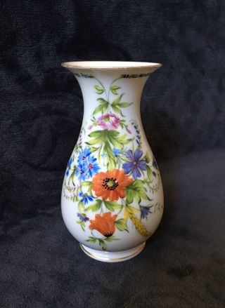 Antique Vintage German Dresden Hand Painted Gilt Flower Bouquets Vase