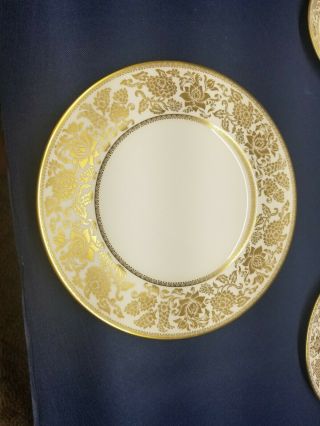 Wedgwood Gold Damask Bone China Dinner Plates Set Of 4 England