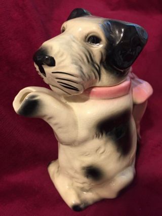 Vintage Porcelain Black&white Terrier Dog Teapot Erphila Pottery Us Zone Germany