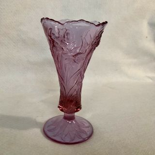 Fenton Glass Daffodil Pattern Pink Blush Vase Ruffled Edge 2