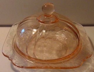 Vintage Pink Depression Glass Butter/cheese Serving Dish W/lid