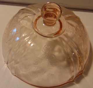 Vintage Pink Depression Glass Butter/Cheese Serving Dish w/Lid 7