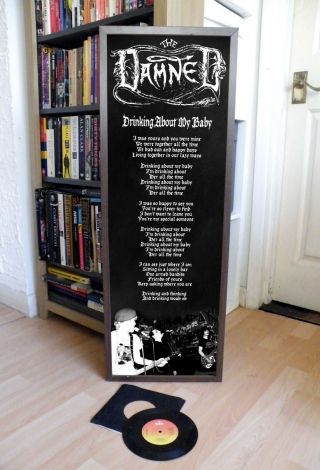 The Damned Drinking About My Baby Promo Poster,  Lyric Sheet,  Sex Pistols,  Black