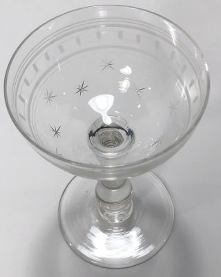 Vintage Art Deco Etched Crystal Cocktail Glass