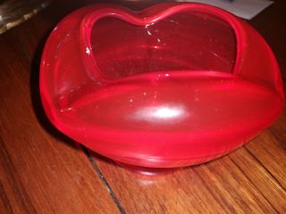 Vintage Ruby Red Ash Tray 1950 0r 60s Hand Blown Murano Art Glass Clear Footed