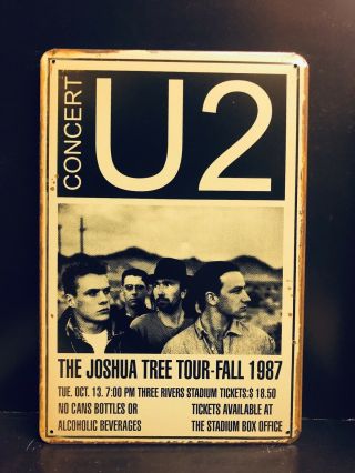 U2 The Joshua Tree Tour Fall 1987 Concert Poster Vtg Large Metal Sign 40x30cm