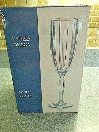 Marquis By Waterford Omega Set Of 4 Lead Crystal Wine Flutes Made Germany
