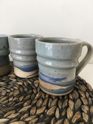 Vintage V.  G.  Pottery 1986 Mugs Set of 4 Coffee Tea Mugs Cups Handmade 2