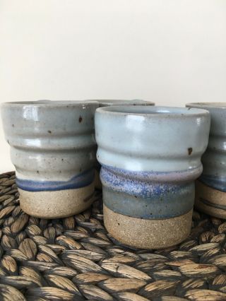 Vintage V.  G.  Pottery 1986 Mugs Set of 4 Coffee Tea Mugs Cups Handmade 6