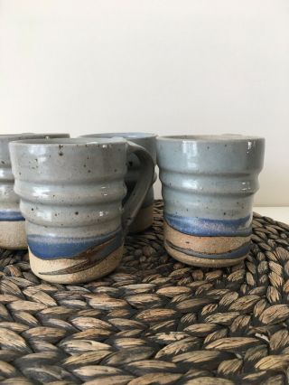 Vintage V.  G.  Pottery 1986 Mugs Set of 4 Coffee Tea Mugs Cups Handmade 7