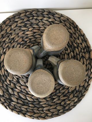 Vintage V.  G.  Pottery 1986 Mugs Set of 4 Coffee Tea Mugs Cups Handmade 8