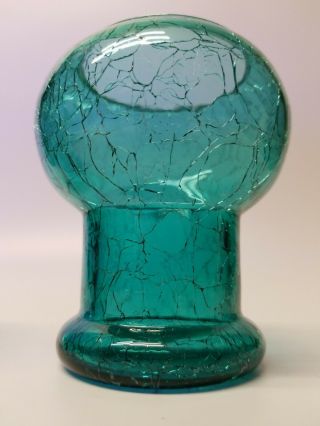 Set of Two (2) Aquamarine/Blue/Green Crackle Glass Candle Holders BOGO 3