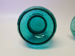 Set of Two (2) Aquamarine/Blue/Green Crackle Glass Candle Holders BOGO 4