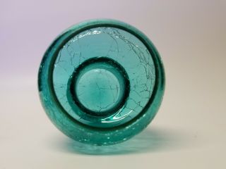 Set of Two (2) Aquamarine/Blue/Green Crackle Glass Candle Holders BOGO 5