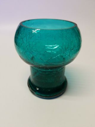 Set of Two (2) Aquamarine/Blue/Green Crackle Glass Candle Holders BOGO 8