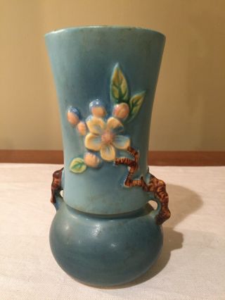 Vintage Roseville Apple Blossom Vase 381 - 6 (blue)