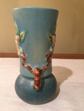 Vintage Roseville Apple Blossom Vase 381 - 6 (Blue) 2