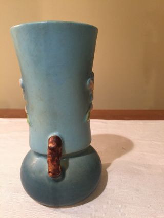 Vintage Roseville Apple Blossom Vase 381 - 6 (Blue) 4