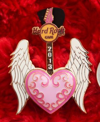 Hard Rock Cafe Pin Online 3d Winged Guitar Heart Le75 Angel Wings Hat Lapel Pink