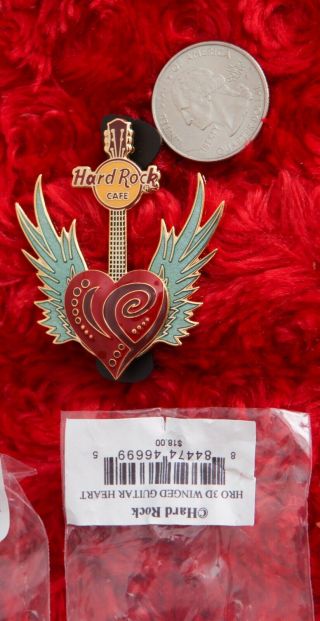 Hard Rock Cafe Pin Online 3D WINGED GUITAR Heart Le100 Angel Wings hat lapel 2