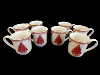 Johnson Brothers Old Britian Castles Pink Christmas.  Set Of 8 Mugs.  Exc.  Cond.