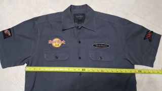 Hard Rock Cafe Shirt Yokohama Button Up Work Shirt Short Sleeve Size L Gray