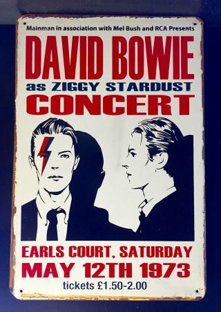 David Bowie As Ziggy Stardust Concert Poster Retro Large Metal Sign 30x40 Cm