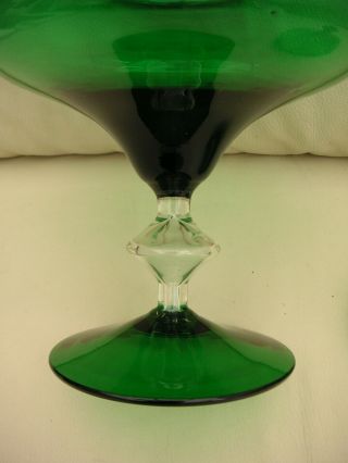 Vintage Italian Empoli Green Glass Apothecary Bon Bon Jar gorgeous shape 3