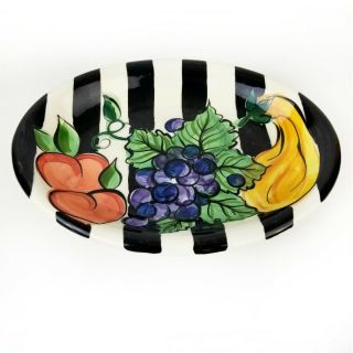 Vicki Carroll Bon Appetite Oval Serving Platter Dish Signed Pottery 12 " 1995