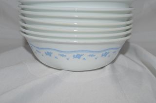 8 CORNING CORELLE MORNING BLUE CEREAL BOWLS - - - - 2