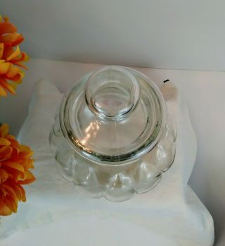 Vintage Glass Apothecary Cookie Jar Canister Large Pumpkin Shaped w/Lid 10.  5 x 9 4