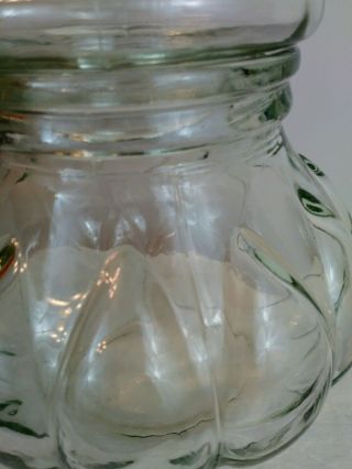 Vintage Glass Apothecary Cookie Jar Canister Large Pumpkin Shaped w/Lid 10.  5 x 9 5