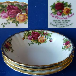 3 Vintage Royal Albert England Old Country Roses Fruit/dessert/sauce Bowls.  Euc