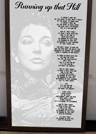 KATE BUSH RUNNING UP THAT HILL POSTER LYRIC SHEET,  WUTHERING HEIGHTS,  CHILD EYES 2