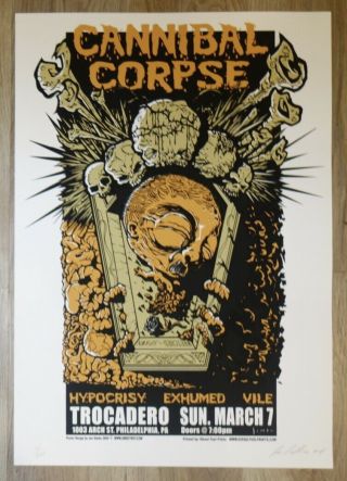 2004 Cannibal Corpse - Philadelphia Silkscreen Concert Poster S/n By Joe Simko