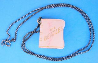 1964 The Beatles 1 " Mini - Photo Book Necklace W Photos Inside On 24 " Chain