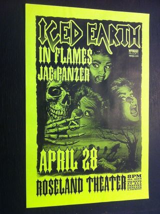 Iced Earth Rare Original Heavy Metal Concert Tour Gig Flyer Poster