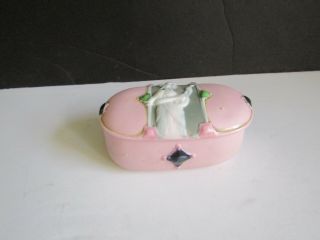 Vtg Schafer & Vater Art Noveau Lady Jeweled Pink Dresser Box 5 