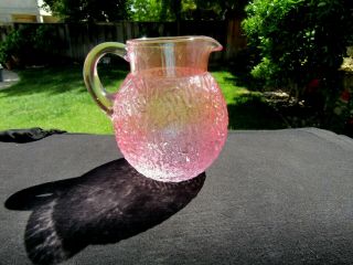 Vintage Anchor Hocking Pink Lido Milano 6.  5 Inch Ball Pitcher Made In Usa