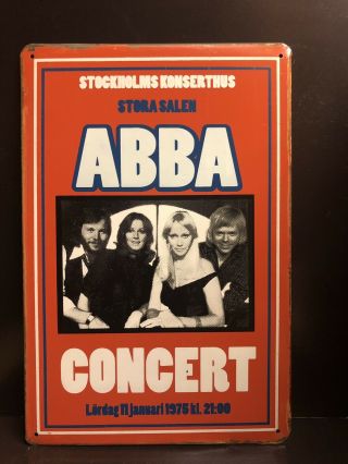 Abba Stockholms 1975 Concert Poster Vintage Style Large Metal Sign 40x30 Cm