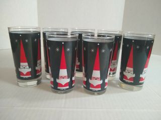 7 Vintage 6” Libbey Holt Howard Santa Claus Drink Glass Tumblers Christmas