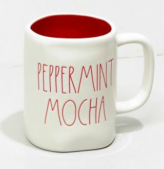 Rae Dunn Coffee Mug Peppermint Mocha Dark Red Inside Vhtf Artisan By Magenta