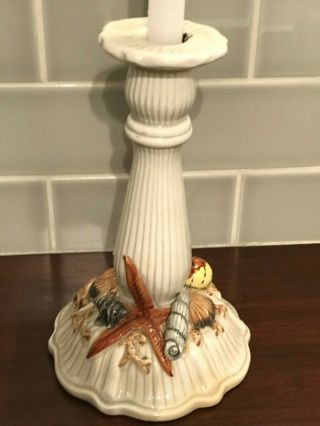 Fitz & Floyd Whimsical Seashell Hand Painted Ceramic Candle Stick / Japan