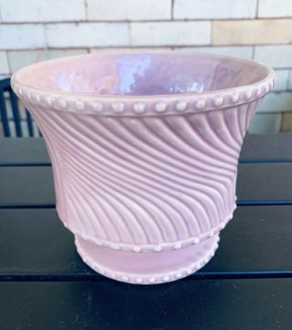 Vintage Ceramic Mccoy Usa Art Pottery Purple Swirl Pedestal Footed Planter