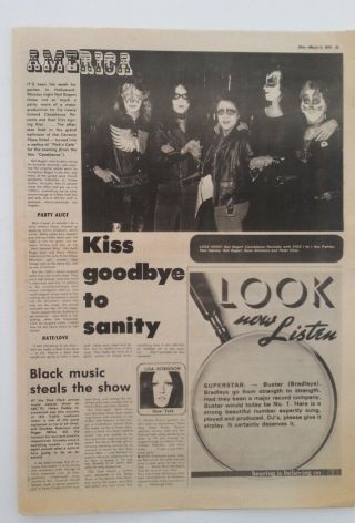 Kiss Mega - Rare 1974 Uk Article / Clipping - For Pascal