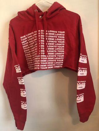 Demi Lovato 2018 Tour Red Cropped Hoodie Sweatshirt Size Large