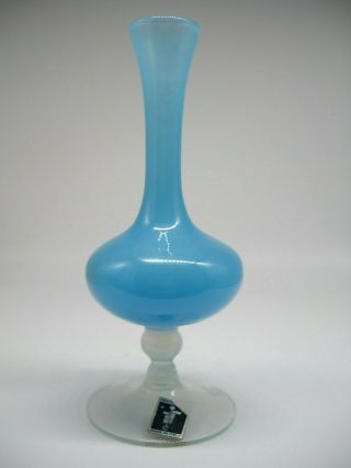 Labelled Italian Vintage Retro Empoli Stelvia Opaline Opalescent Glass Vase 7 "