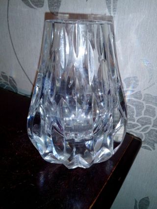 Whitefriars Glass G.  Baxter Cut Teardrop Crystal Hambone Vase C570 5 1/2 " 1957