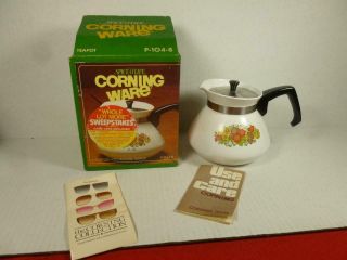 Vintage Spice Of Life Box & Papers Corning Ware 6 Cup Teapot Gk18