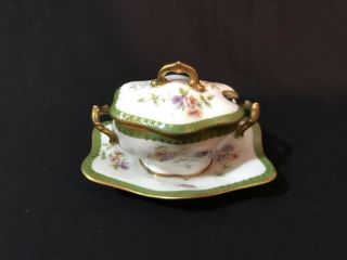 Vintage Limoges France Condiment Dish With Plate And Lid
